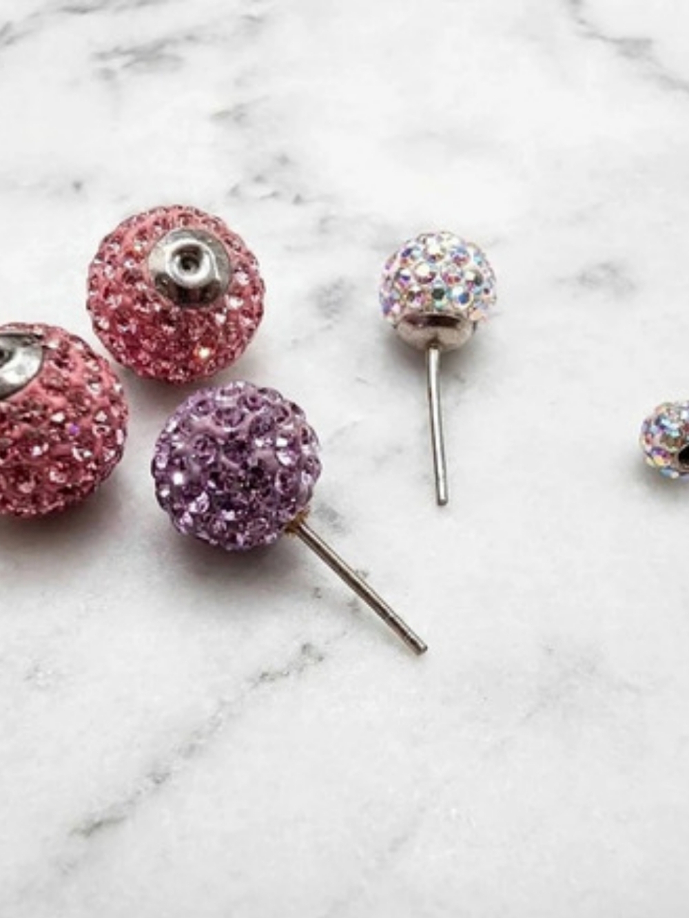 Crystal Ball Stud Earrings in Pink & Purple Diy Projects - Picture 5 of 5